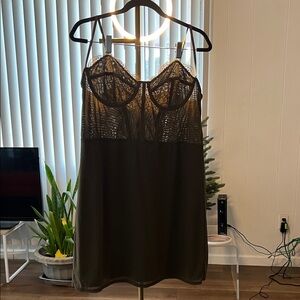 Urban Outfitters Olive Lace Chemise